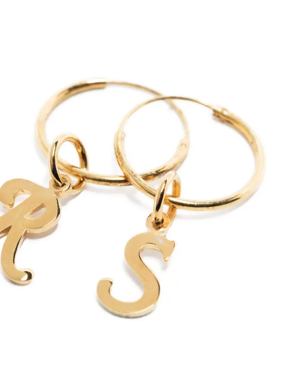 Raf Simons Logo Hoop Earrings | Gold | FARFETCH