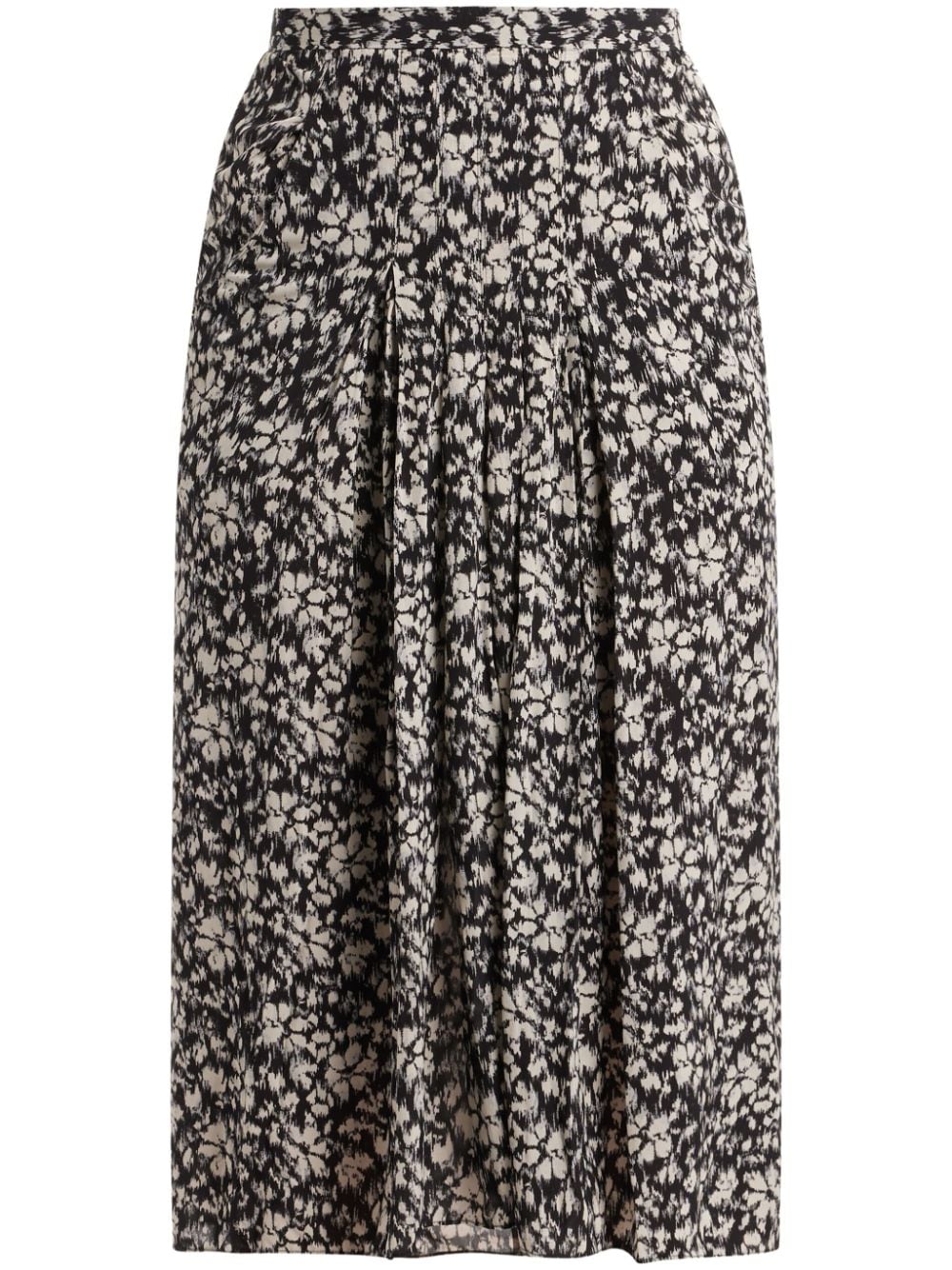 Marant Etoile Floral-print High-waisted Midi Skirt In Black