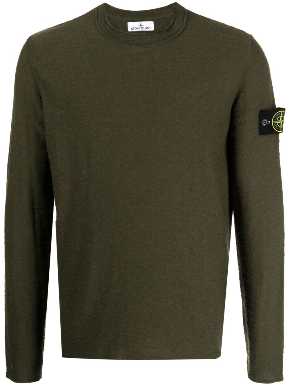 Stone Island Compass-patch Crew Neck Jumper In Green