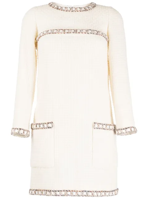 CHANEL Pre-Owned 2016 chain-trim tweed minidress