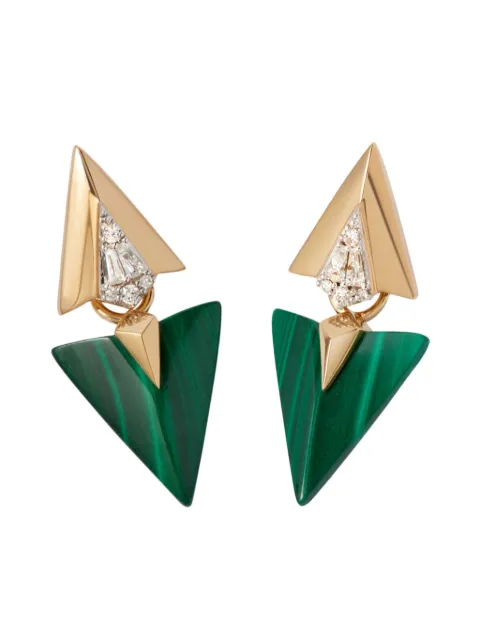 Annoushka 18kt yellow gold Deco malachite and diamond earrings