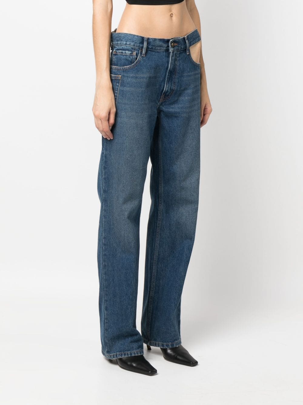 Shop Gauchère Cut-out Straight-leg Jeans In Blue