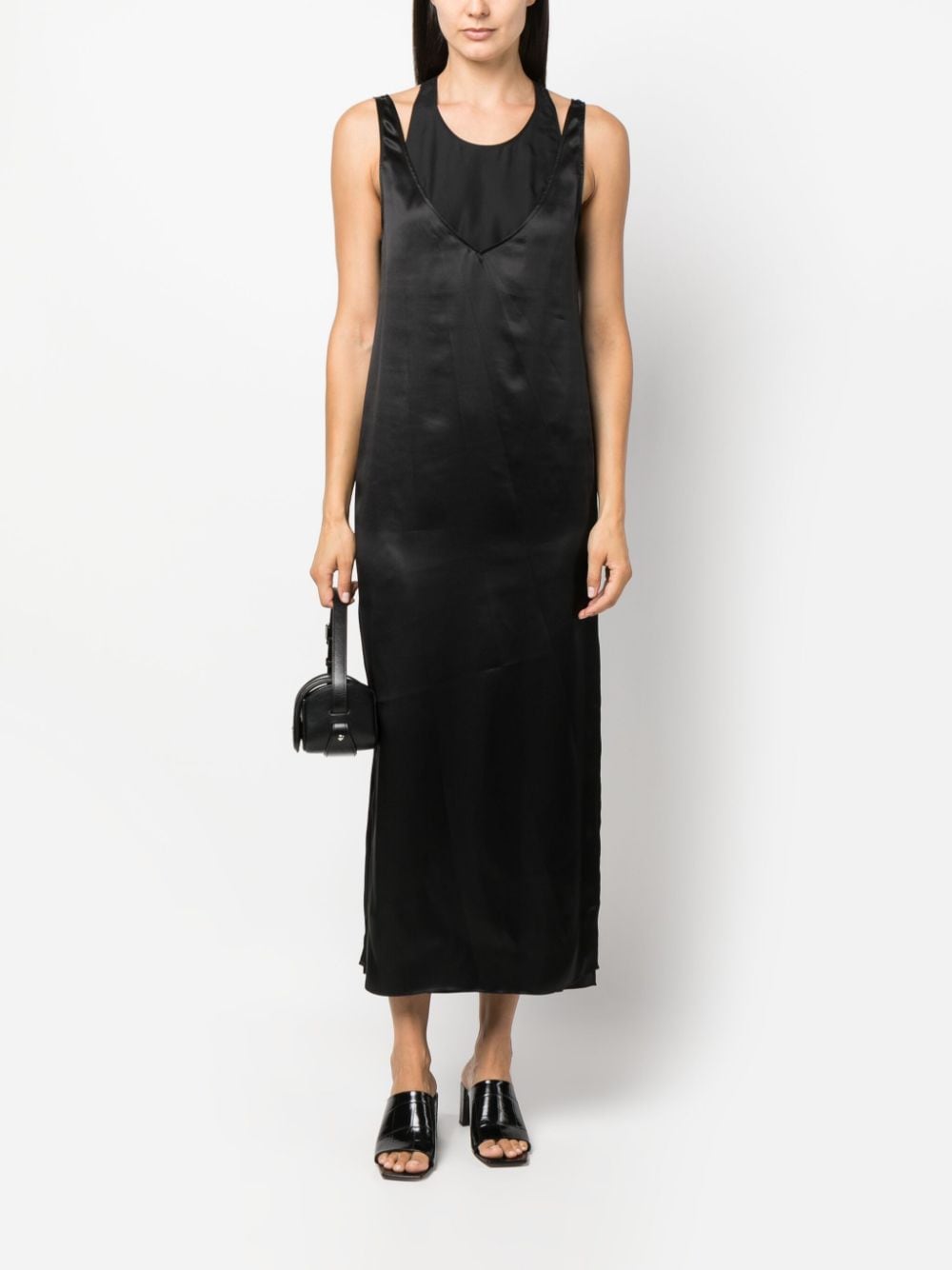 Shop Gauchère Layered Silk Midi Dress In Black