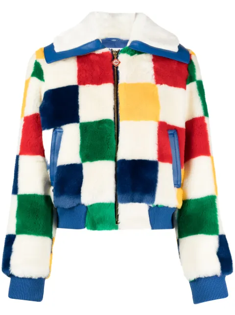 Casablanca colour-block checkered cropped jacket
