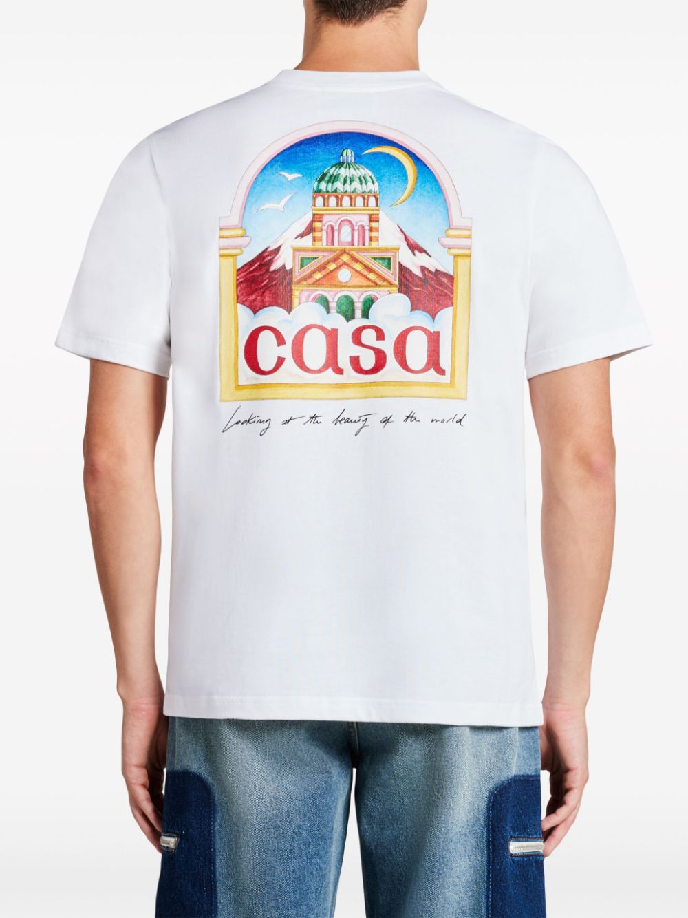 Shop Casablanca Vue De L'arche Organic-cotton T-shirt In White