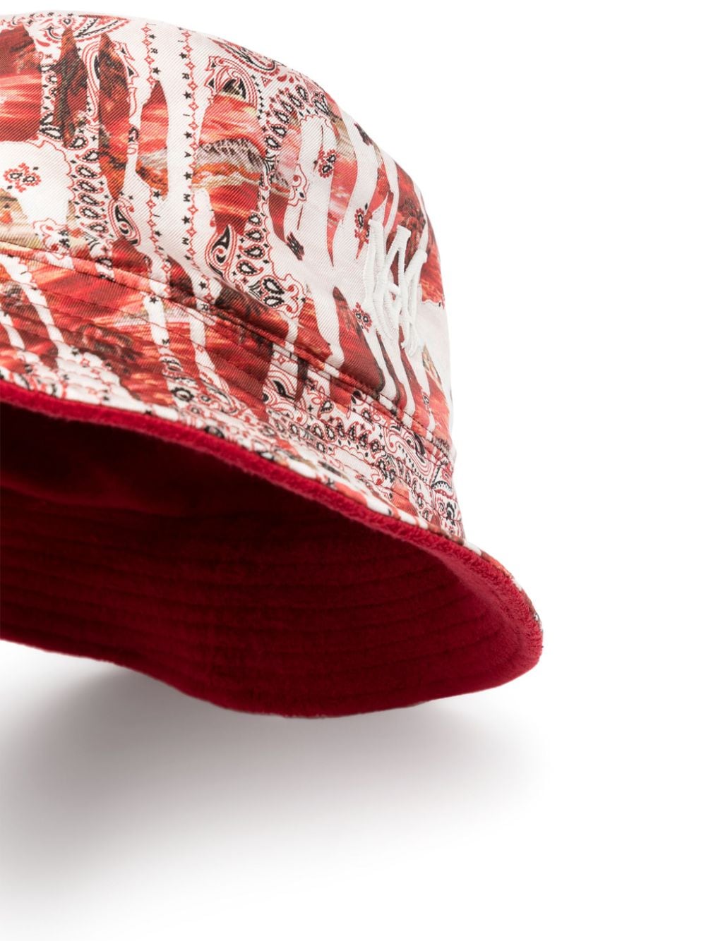 Shop Amiri Logo-embroidered Reversible Bucket Hat In Red
