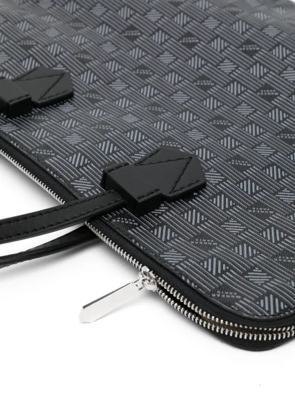 Monogrammed leather top laptop bag