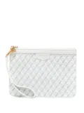 TAMMY & BENJAMIN monogram-patterned leather pouch - White