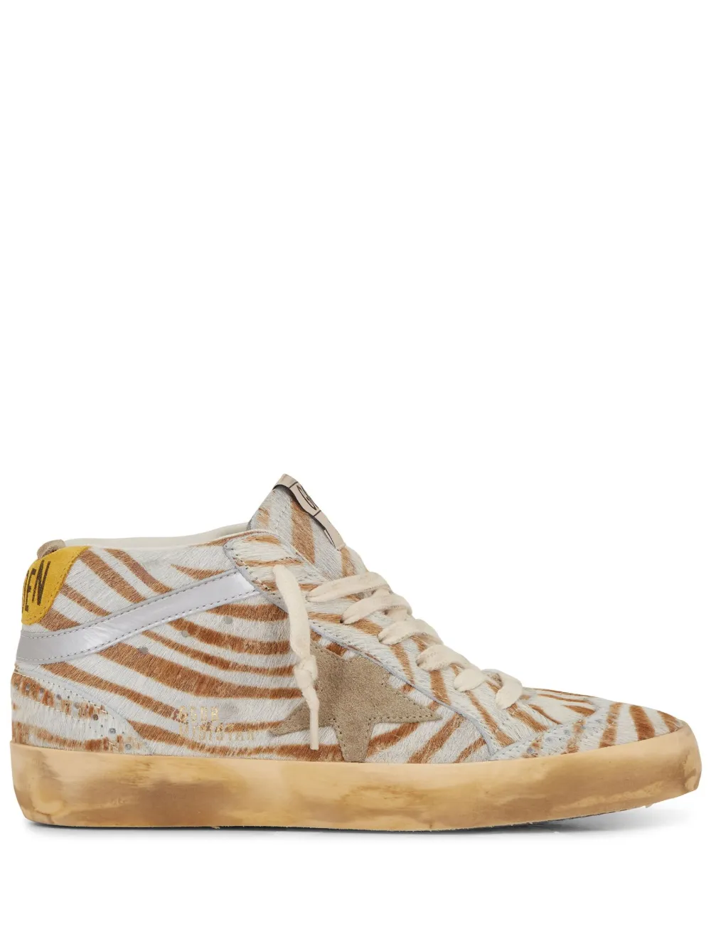 Golden Goose Mid Star Zebra-print Suede Sneakers In Beige Brown/taupe