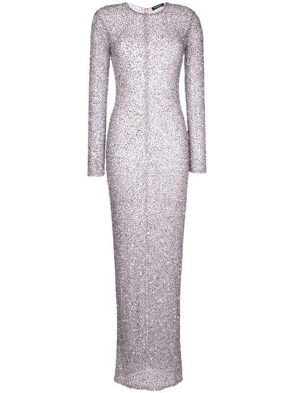 White and silver hot sale long sleeve dress