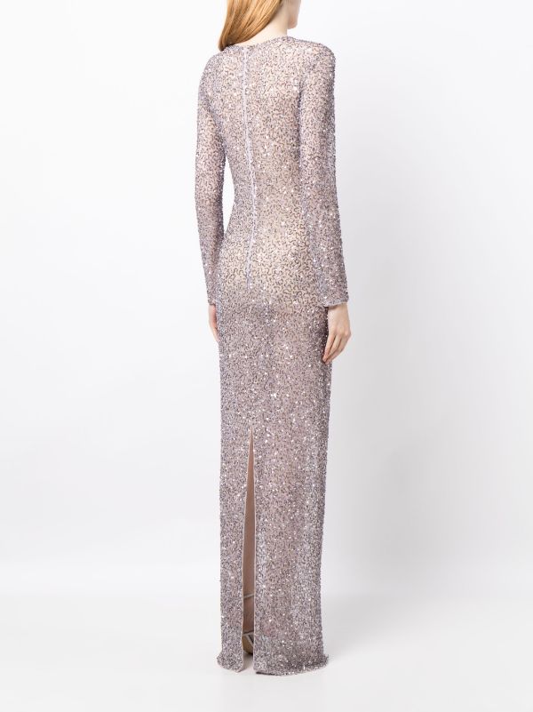 Silver sequin best sale long sleeve dress