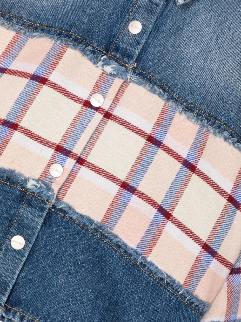 Shop Palm Angels Checked-stripe Denim Shirt In Blue