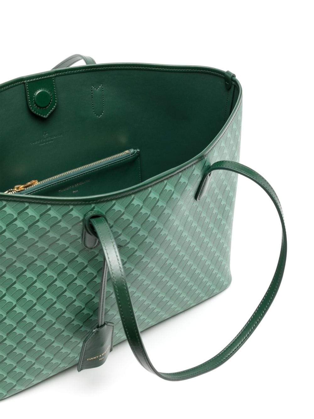 Shop Tammy & Benjamin Monogram-pattern Leather Tote Bag In Green