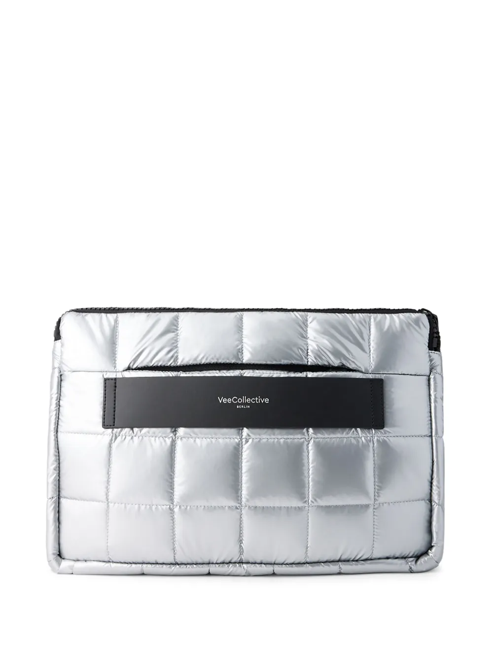 Veecollective Logo-print Padded Shoulder Bag In Silver