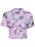 Natasha Zinko floral-print cut-out top - Purple