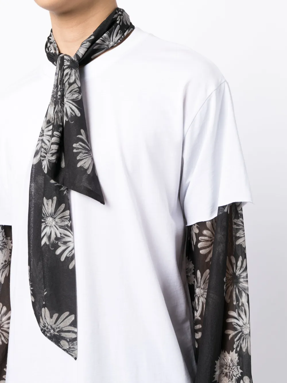 Floral-Print Pussy-Bow T-Shirt
