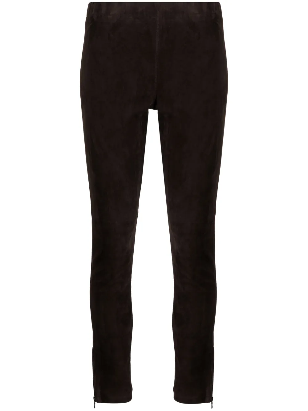 P.a.r.o.s.h Slim-cut Ankle-length Trousers In Goat Suede In Brown