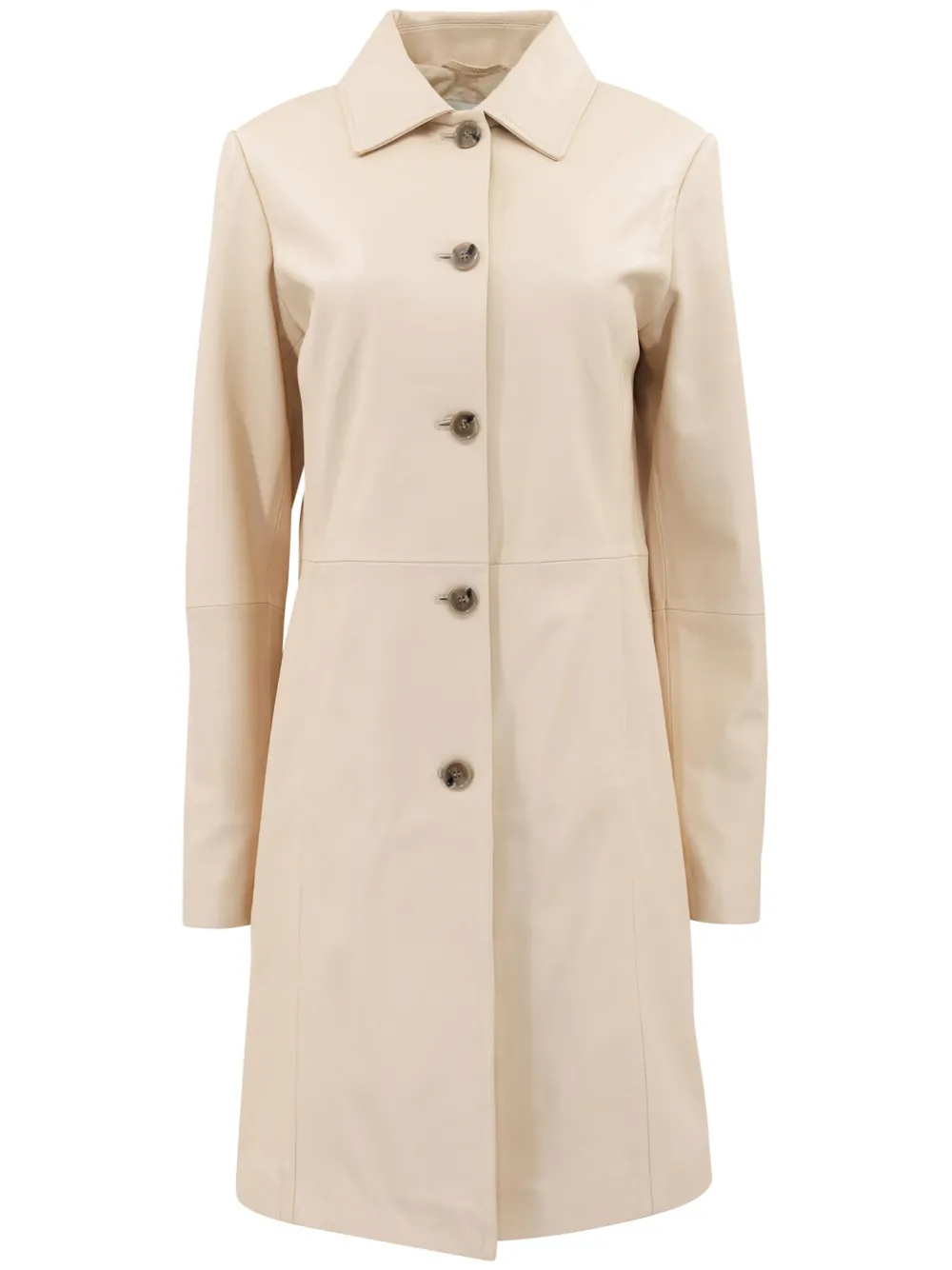 Loulou Studio Single-breasted Leather Coat In Nude