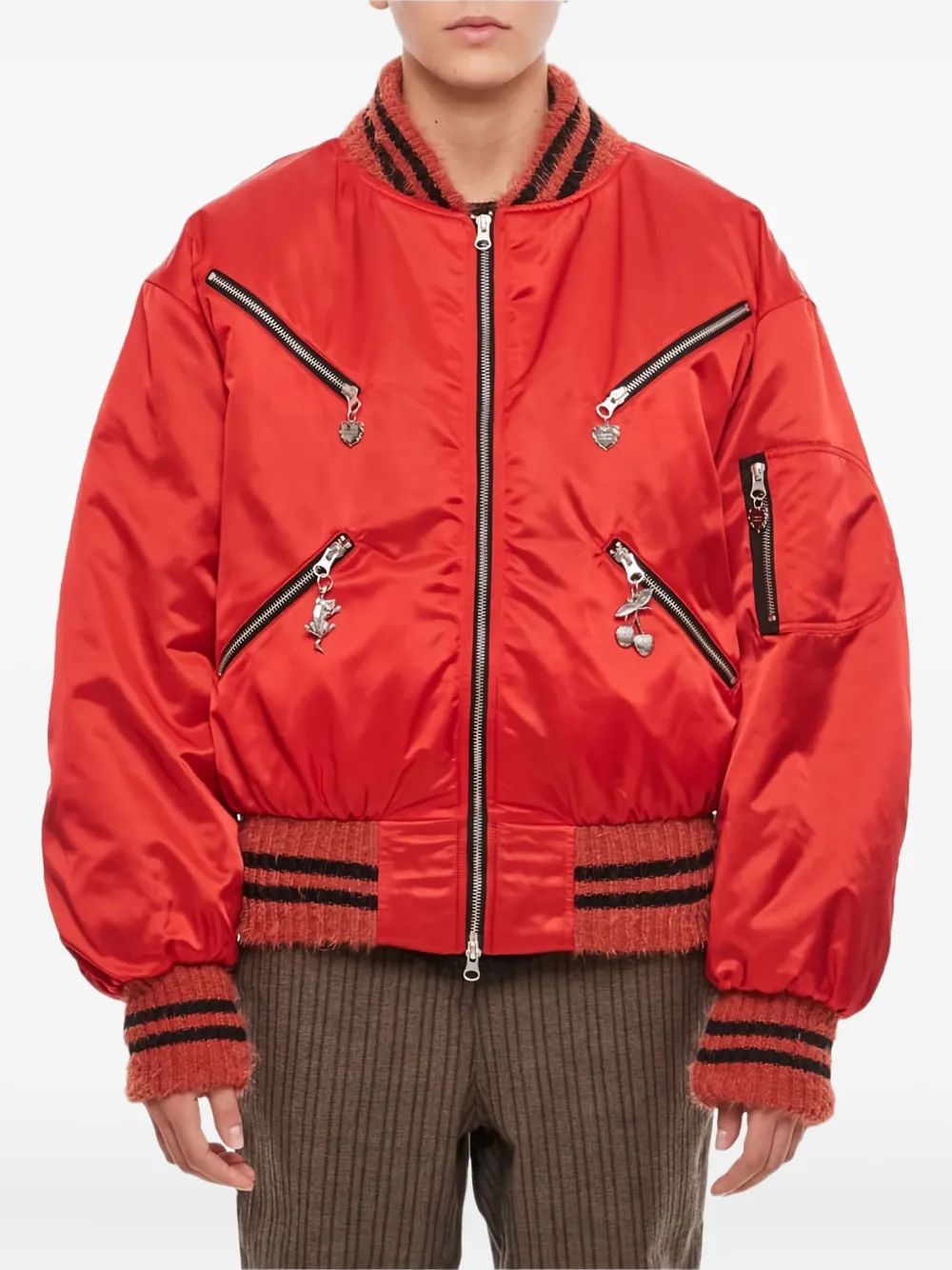 Chopova Lowena Palladian Zipped Bomber Jacket In Red