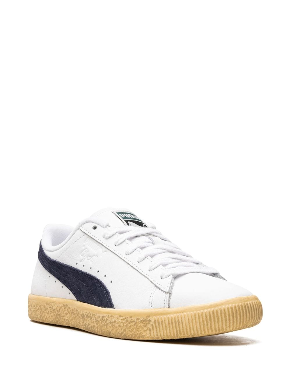 Shop Puma Clyde Vintage Leather Sneakers In White