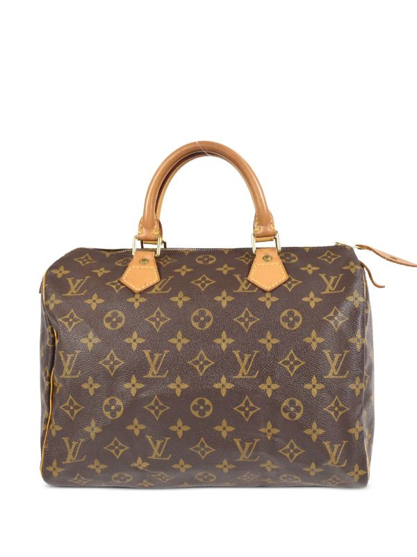 Louis Vuitton Monogram LV SPEEDY 25 Handbag Browns Canvas Bag - GOOD