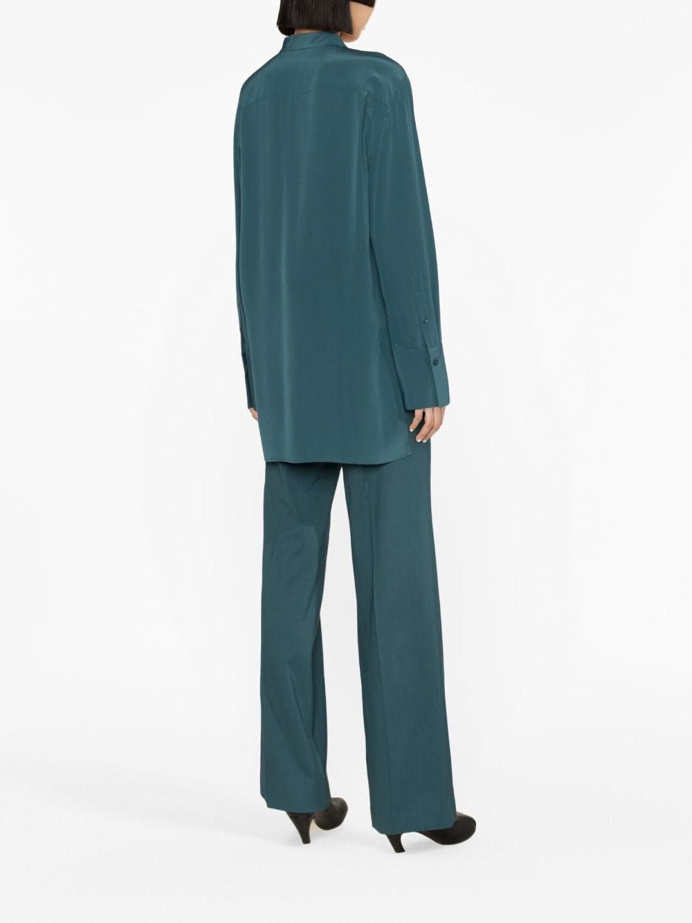 Shop Joseph Crepe De Soie Silk Blouse In Green