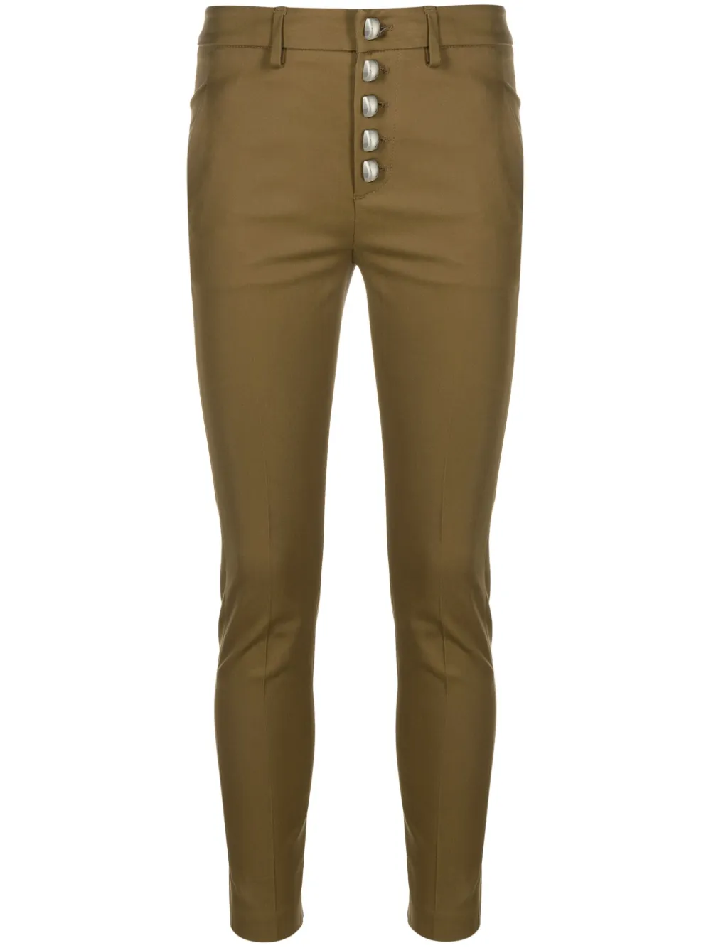 Dondup Button-fly Cropped Trousers In Brown