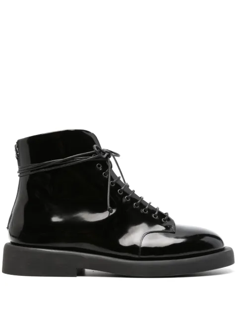 Marsèll botas con agujetas y acabado de charol