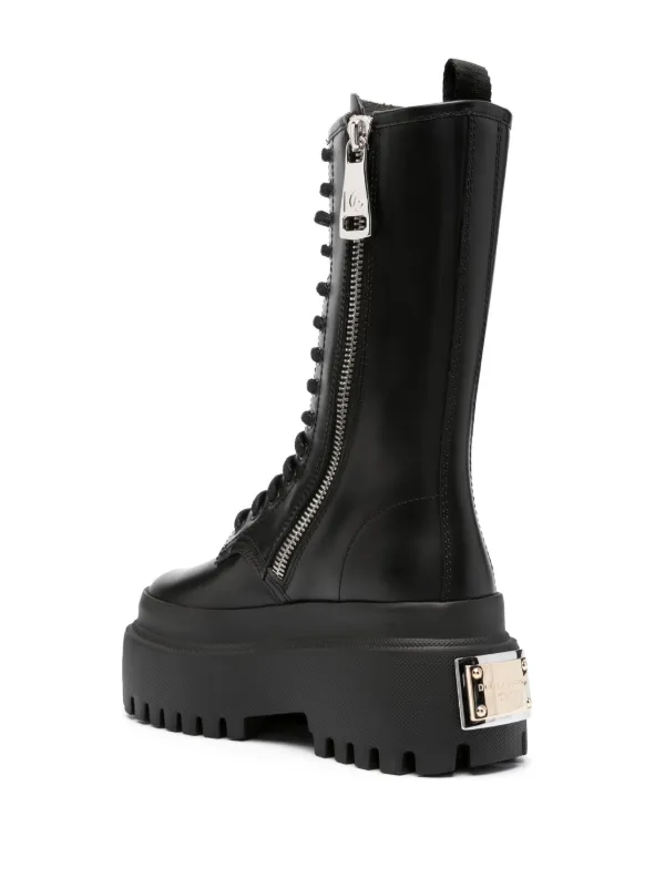 Dolce & Gabbana Platform Leather Combat Boots - Farfetch