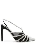 René Caovilla 115mm slingback mesh crystal pumps - Black