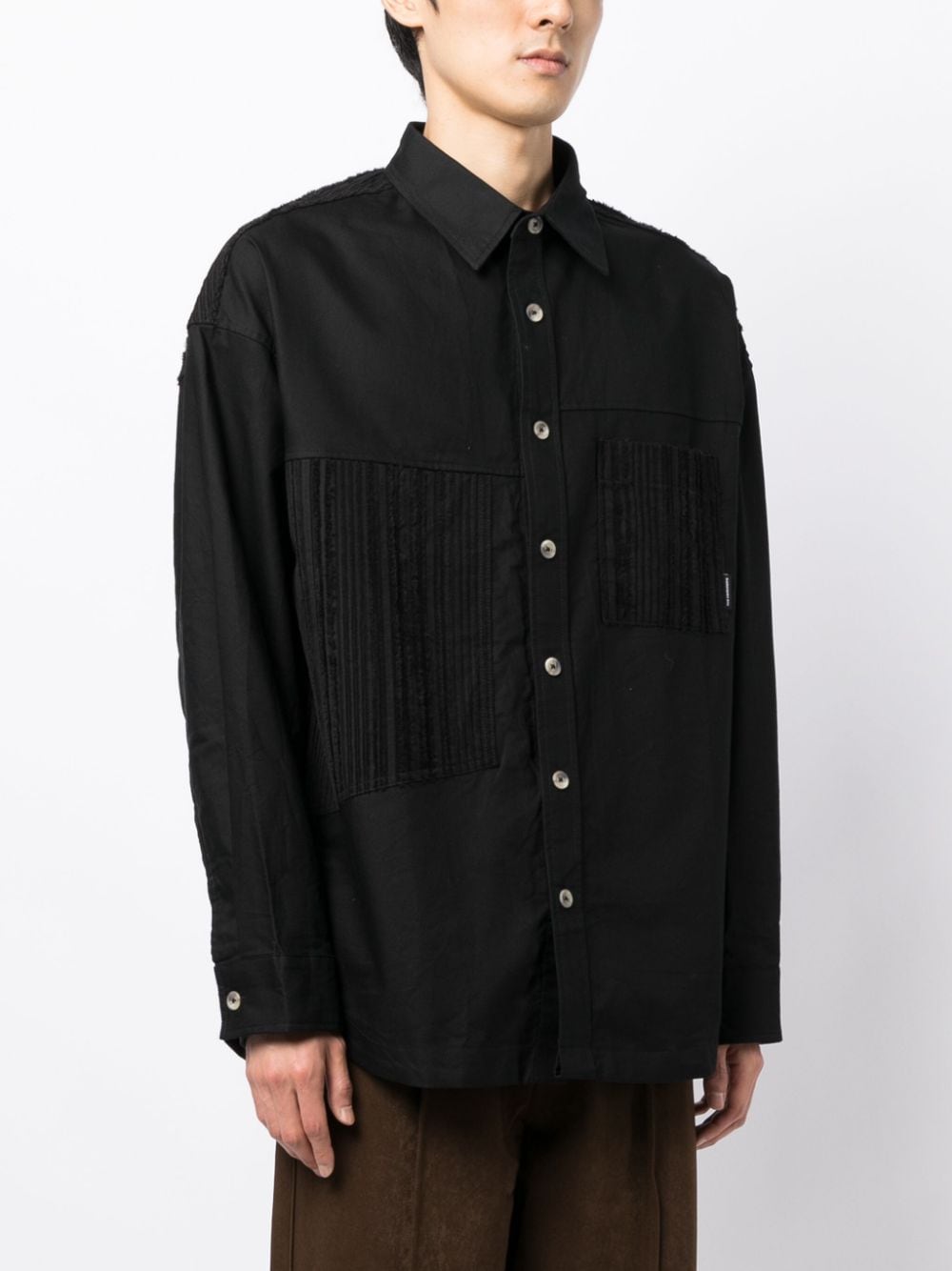 Shop Five Cm Frayed-detail Cotton Shirt In Black