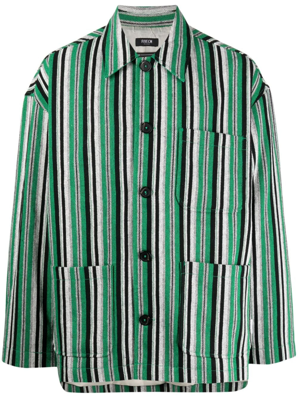 Five Cm Button-up Striped Shirt In Green