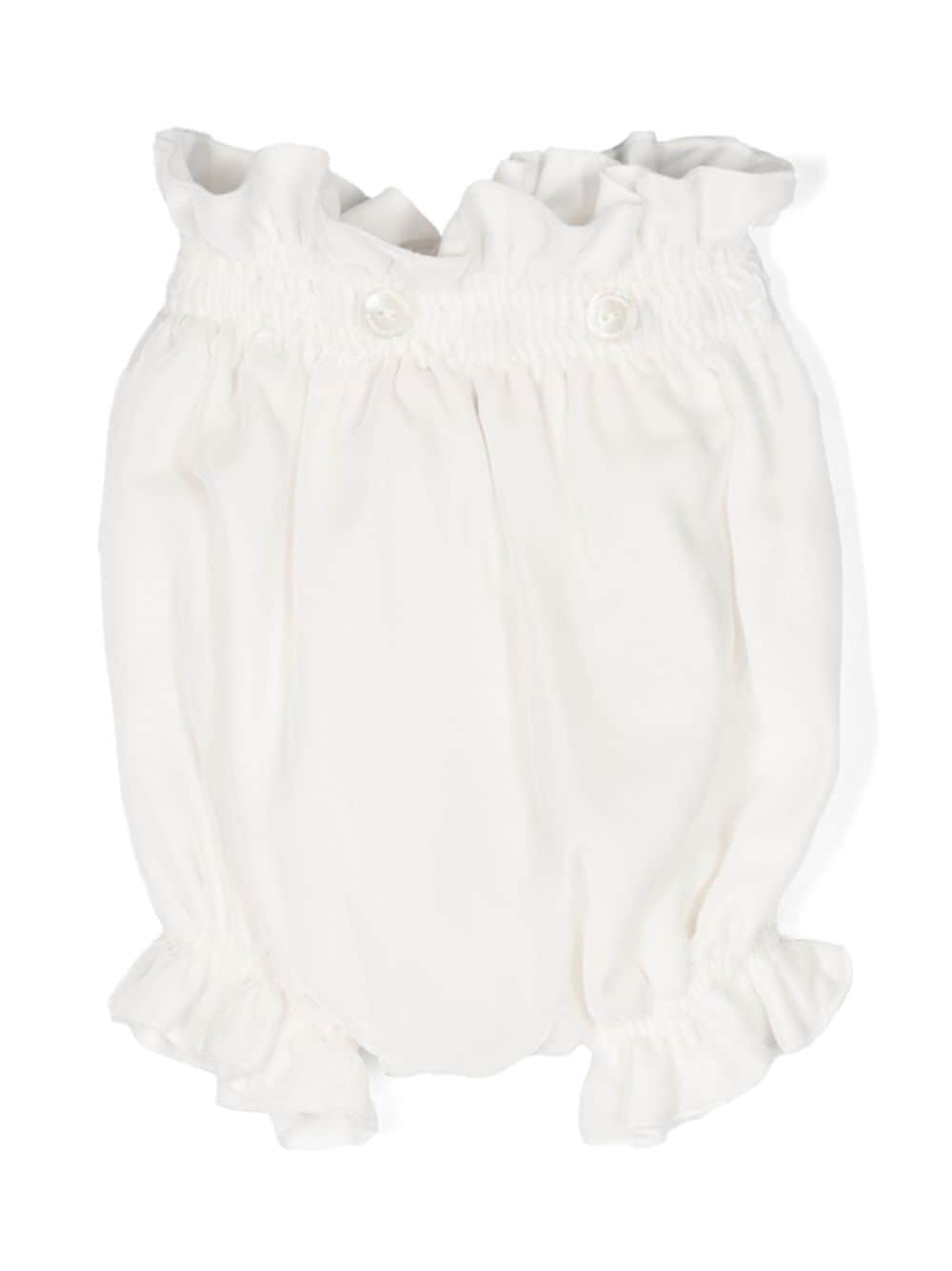 La Stupenderia Babies' Ruffled Silk-velvet Bloomers In White
