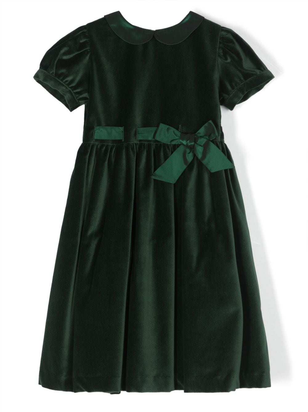 Mariella Ferrari Kids' Puff-sleeve Velvet Dress In Green