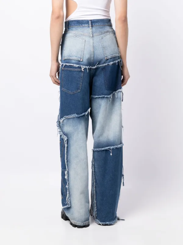 Natasha Zinko Upcycled Asymmetric Patchwork Jeans | Blue