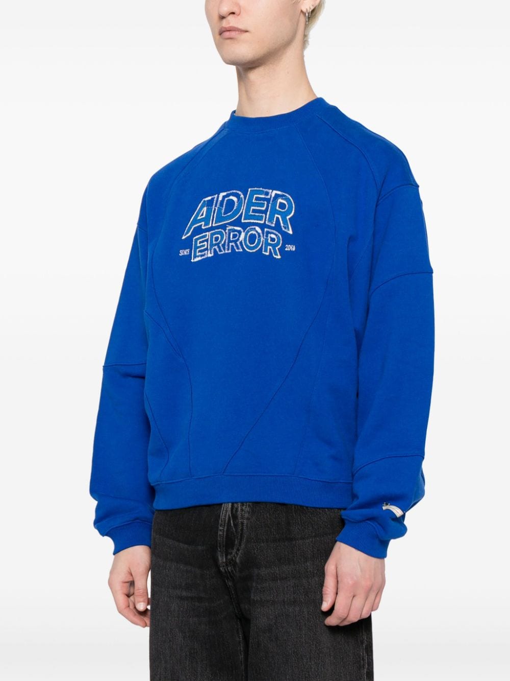 Shop Ader Error Logo-embroidered Cotton Sweatshirt In Blue