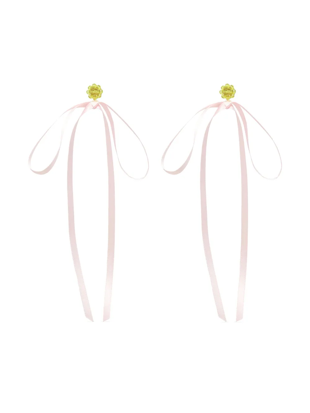 Simone Rocha Ribbon Bow Drop Earrings In Green