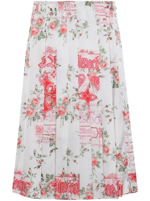 Simone Rocha floral-print pleated midi skirt