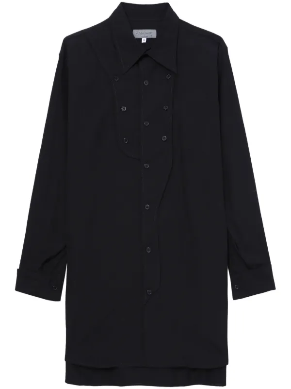 Yohji Yamamoto long-sleeved Buttoned Cotton Shirt | Black