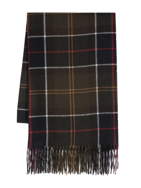 Barbour check-pattern fringed scarf