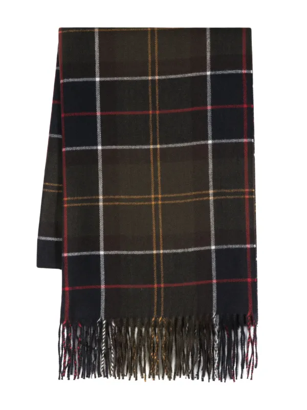 Barbour check pattern Fringed Scarf Green FARFETCH CA
