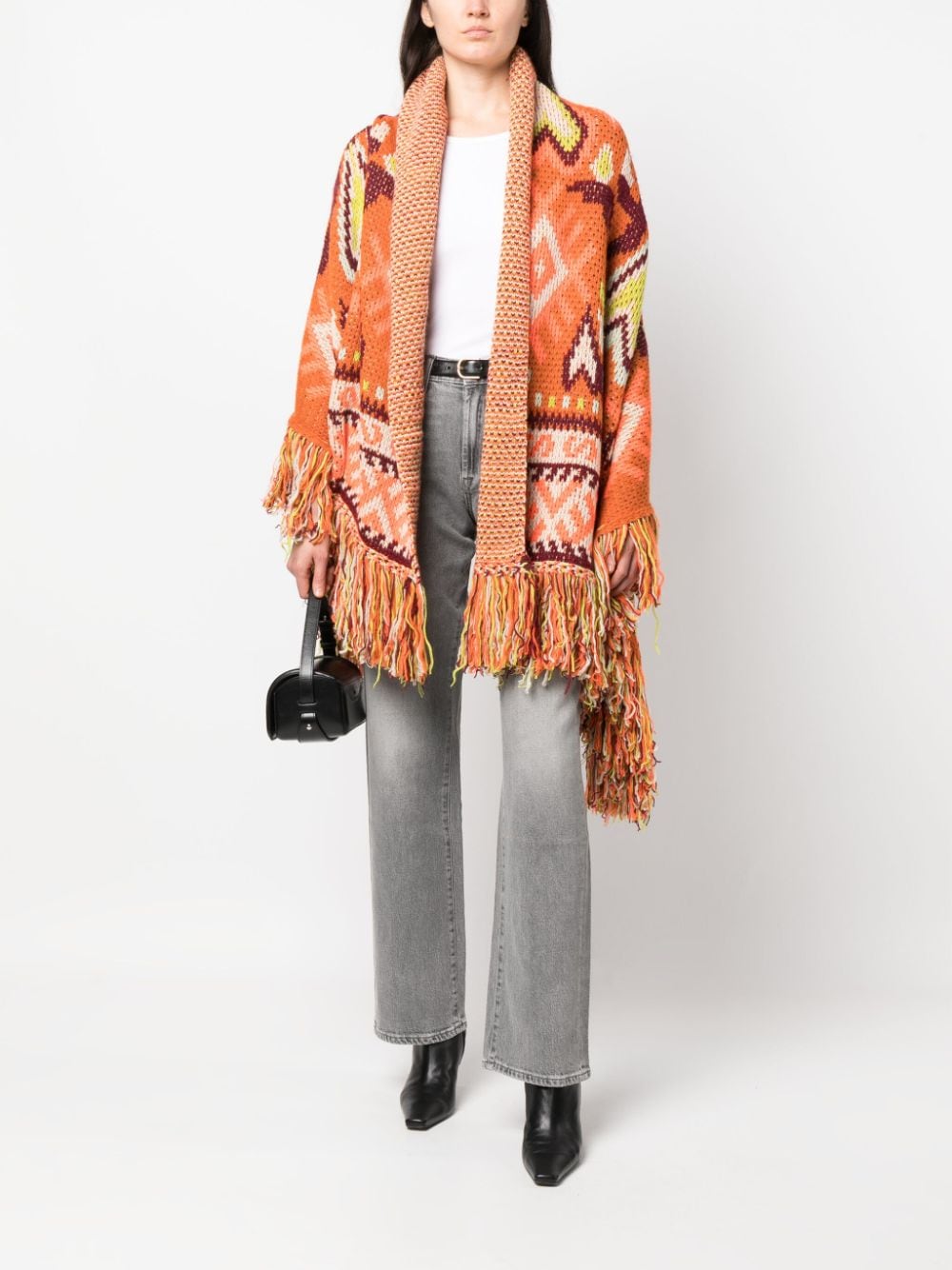 Shop Forte Forte Jacquard-weave Knitted Cape Coat In Orange