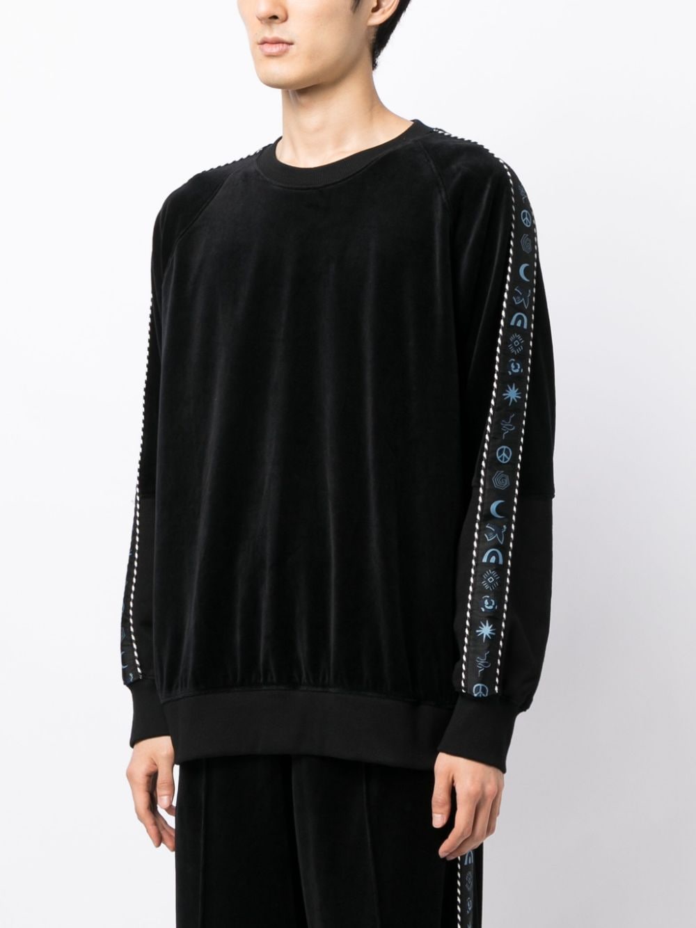 Shop Five Cm Strap-detailing Velour Sweatshirt In Black