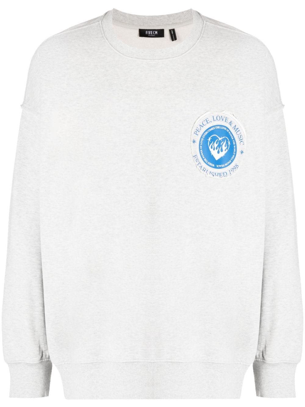 FIVE CM Sweater met geborduurd logo Grijs