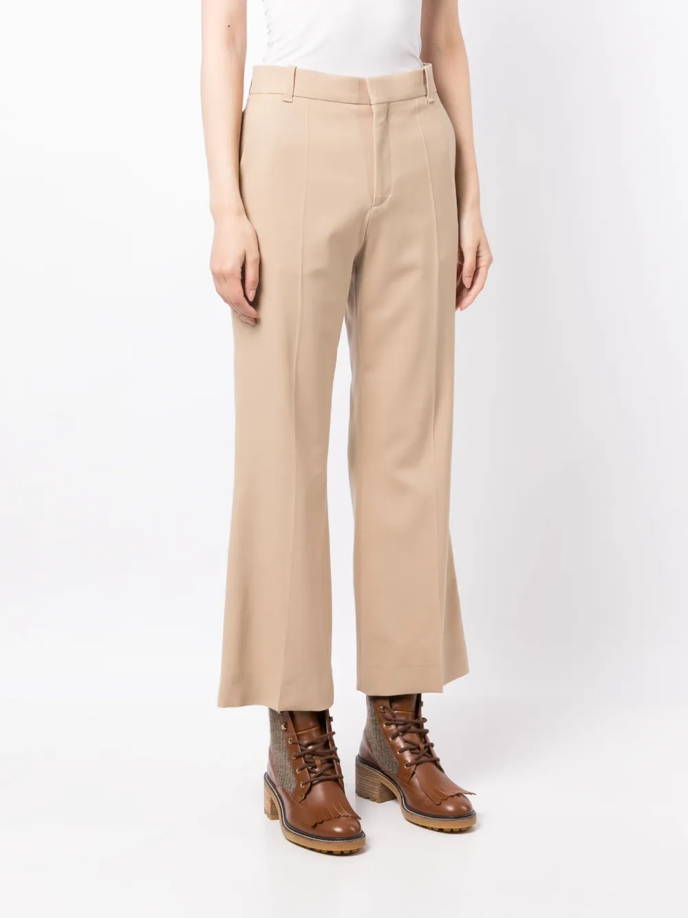 Chloé Bootcut Cropped Trousers In Brown