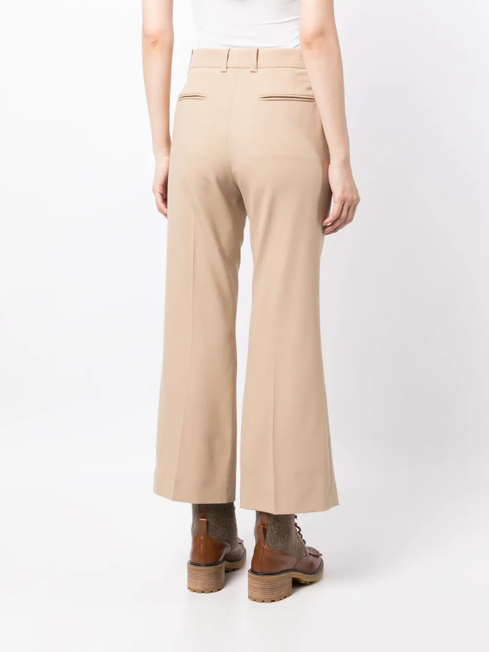 Chloé Bootcut Cropped Trousers In Brown