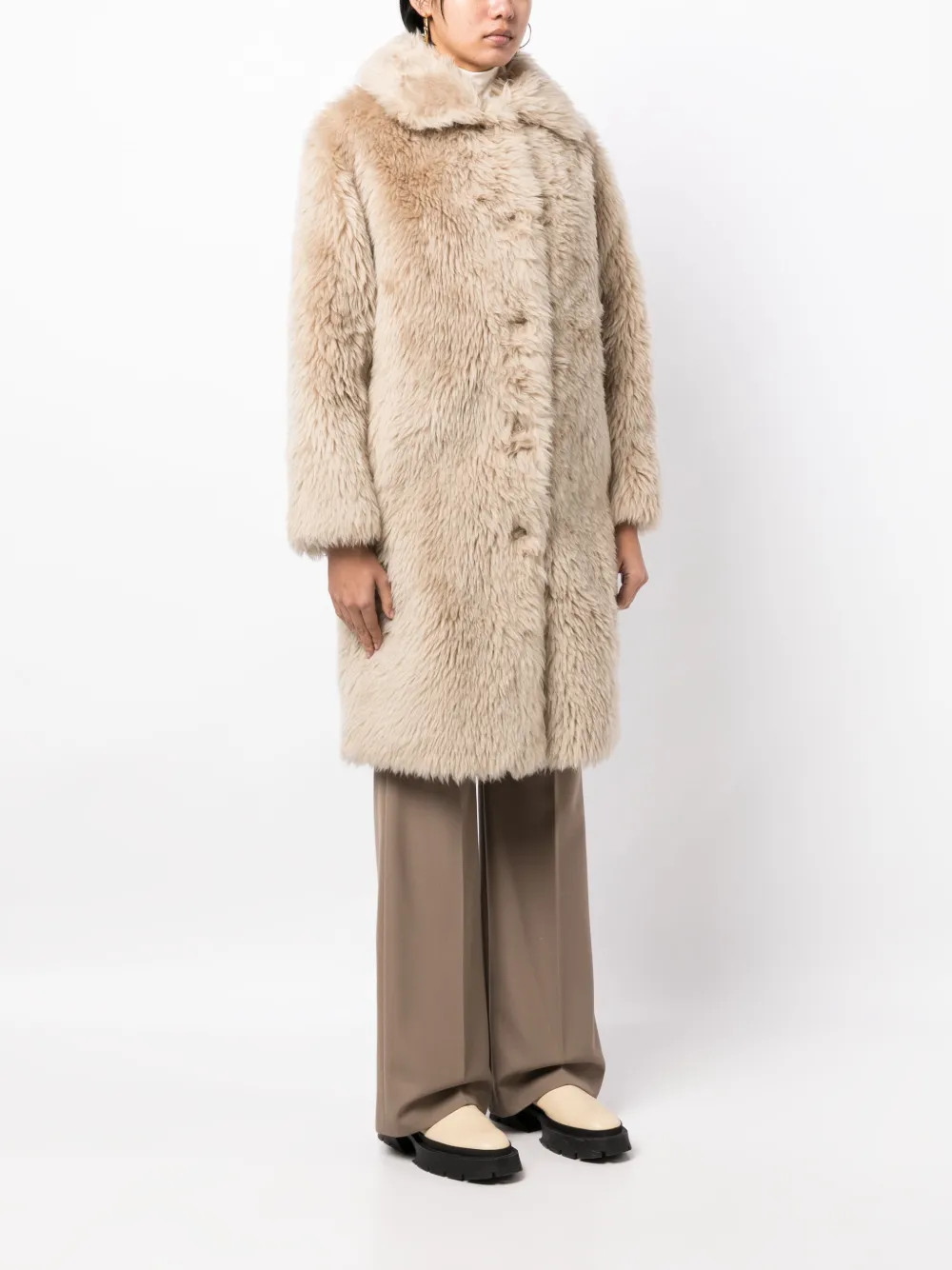 Yves Salomon Button-up Wool Coat In Neutrals