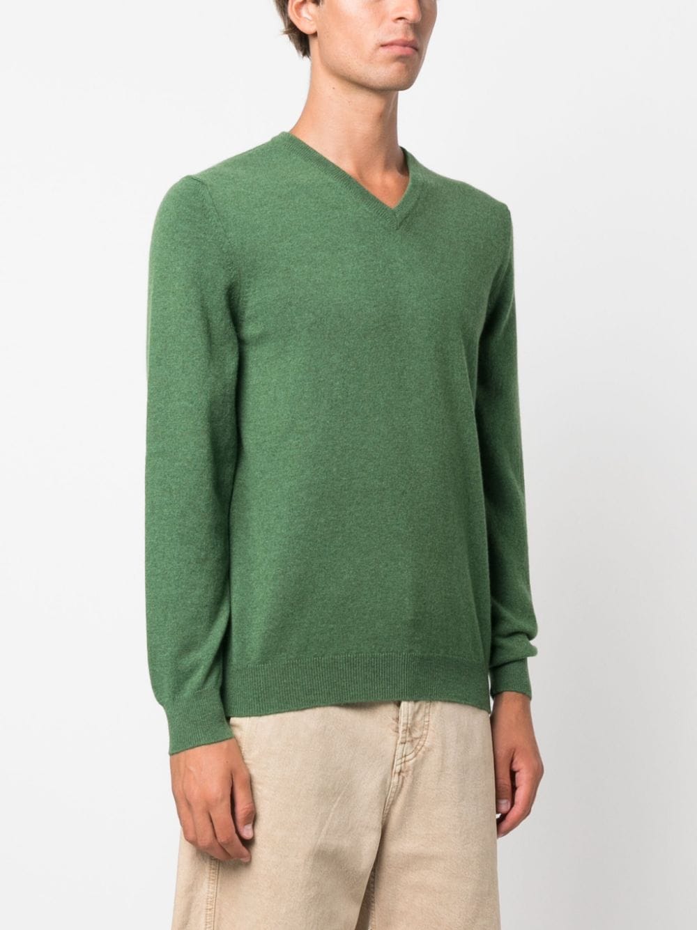 Shop Fedeli V-neck.cashmere Jumper In Green