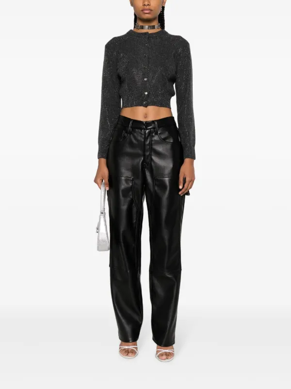 Alexander Wang high-shine Cropped Cardigan | Grey | FARFETCH