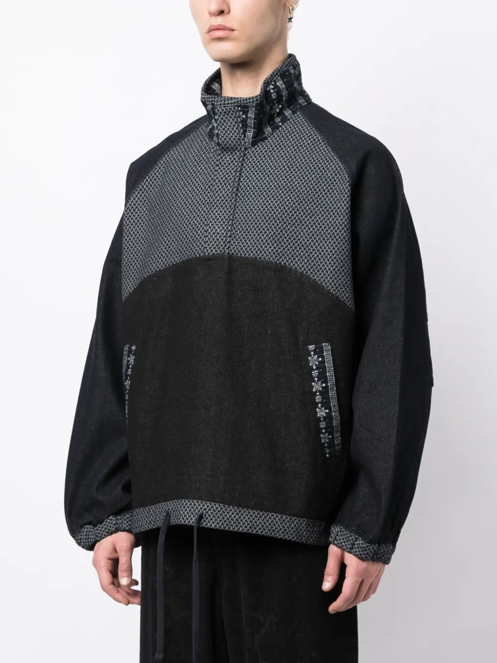 Shop Five Cm Panelled Half-zip Pull-over Jacket In Black